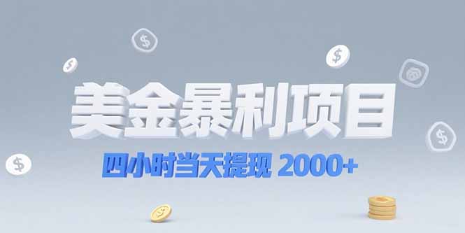 美金暴利项目，四小时当天提现 2000+机会留给会选赛道的人-百货大全