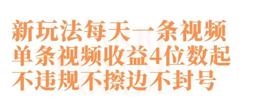 快手新玩法每天一条视频单条视频收益4位数起不违规不擦边不封号【揭秘】-百货大全