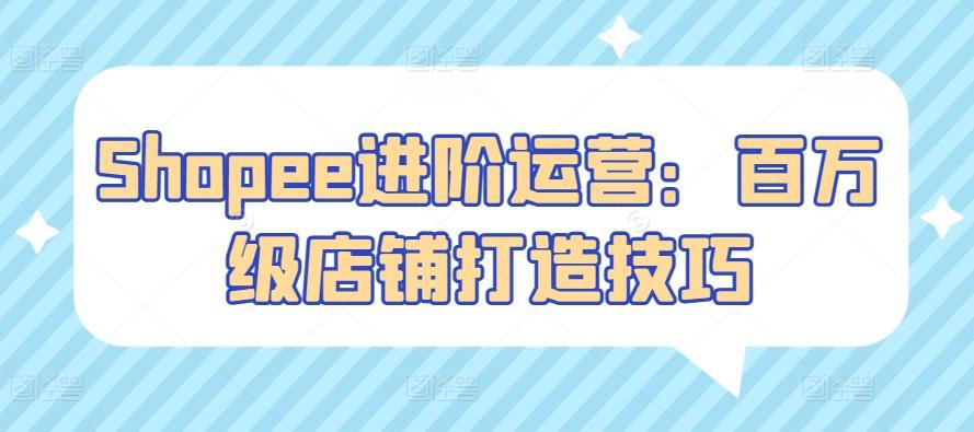 Shopee进阶运营：百万级店铺打造技巧-百货大全