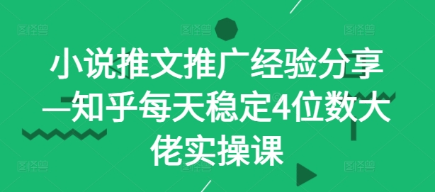 小说推文推广经验分享—知乎每天稳定4位数大佬实操课-百货大全