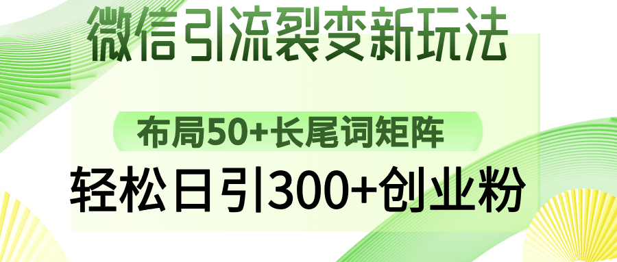 微信引流裂变新玩法：布局50+长尾词矩阵，轻松日引300+创业粉-百货大全