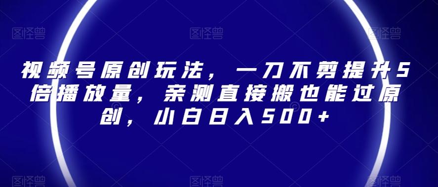 视频号原创玩法，一刀不剪提升5倍播放量，亲测直接搬也能过原创，小白日入500+【揭秘】-百货大全