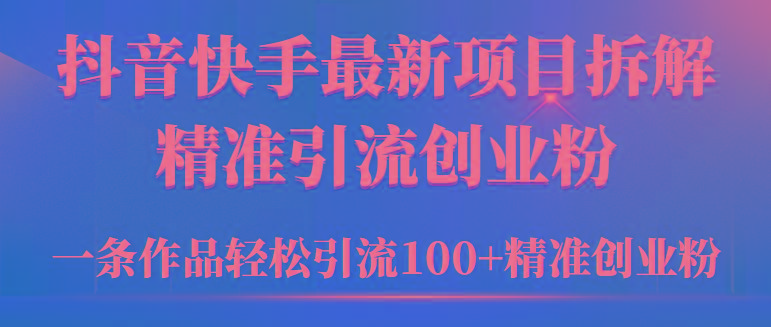 (9447期)2024年抖音快手最新项目拆解视频引流创业粉，一天轻松引流精准创业粉100+-百货大全