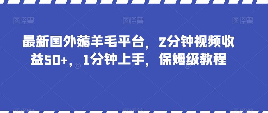 最新国外薅羊毛平台，2分钟视频收益50+，1分钟上手，保姆级教程【揭秘】-百货大全