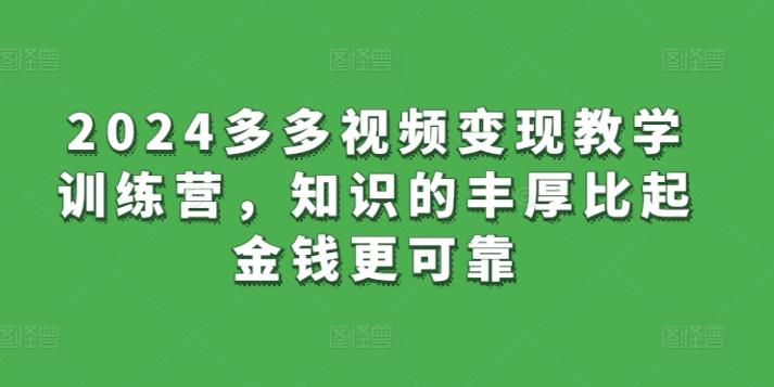 2024多多视频变现教学训练营，知识的丰厚比起金钱更可靠-百货大全