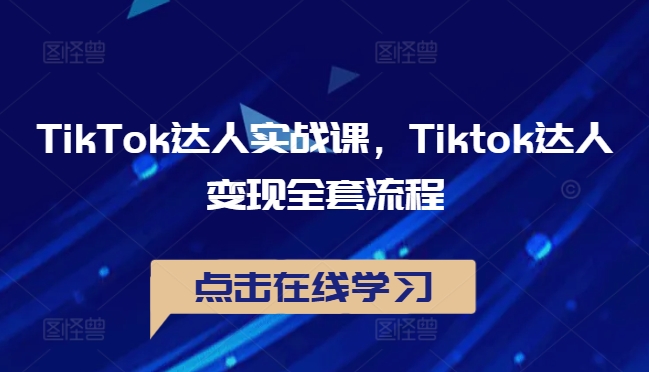 TikTok达人实战课，Tiktok达人变现全套流程-百货大全
