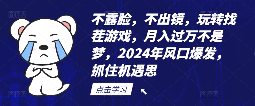 不露脸，不出镜，玩转找茬游戏，月入过万不是梦，2024年风口爆发，抓住机遇【揭秘】-百货大全
