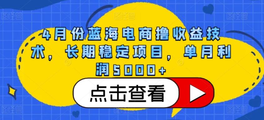 4月份蓝海电商撸收益技术，长期稳定项目，单月利润5000+【揭秘】-百货大全