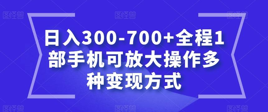 日入300-700+全程1部手机可放大操作多种变现方式【揭秘】-百货大全