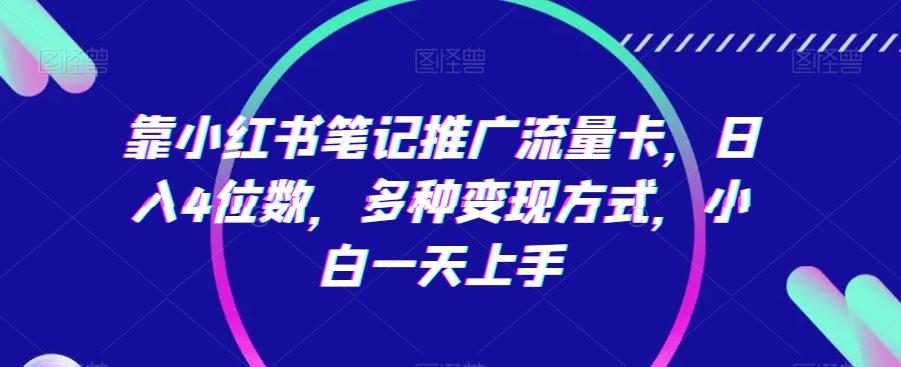靠小红书笔记推广流量卡，日入4位数，多种变现方式，小白一天上手-百货大全