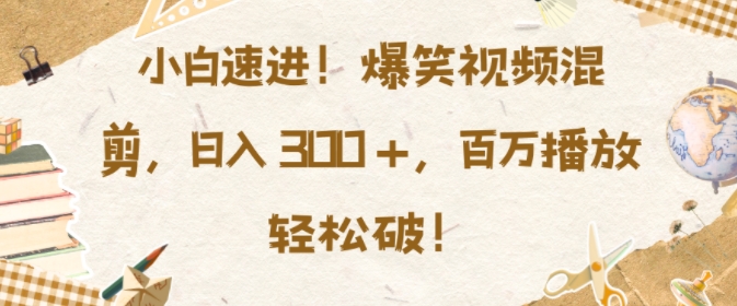 小白速进，爆笑视频混剪，日入3张，百万播放轻松破【揭秘】-百货大全
