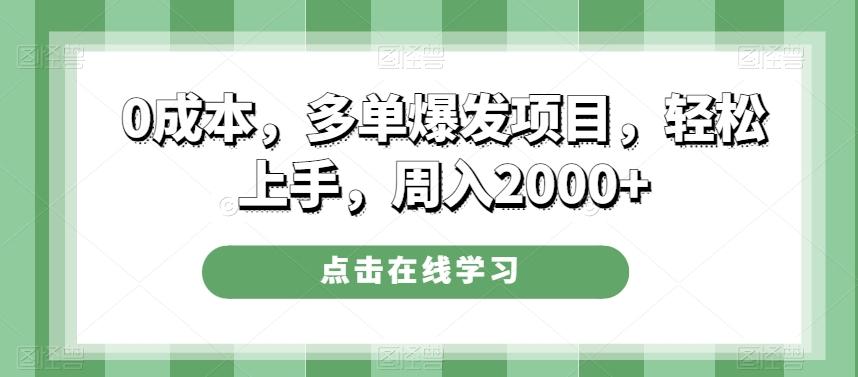 0成本，多单爆发项目，轻松上手，周入2000+-百货大全