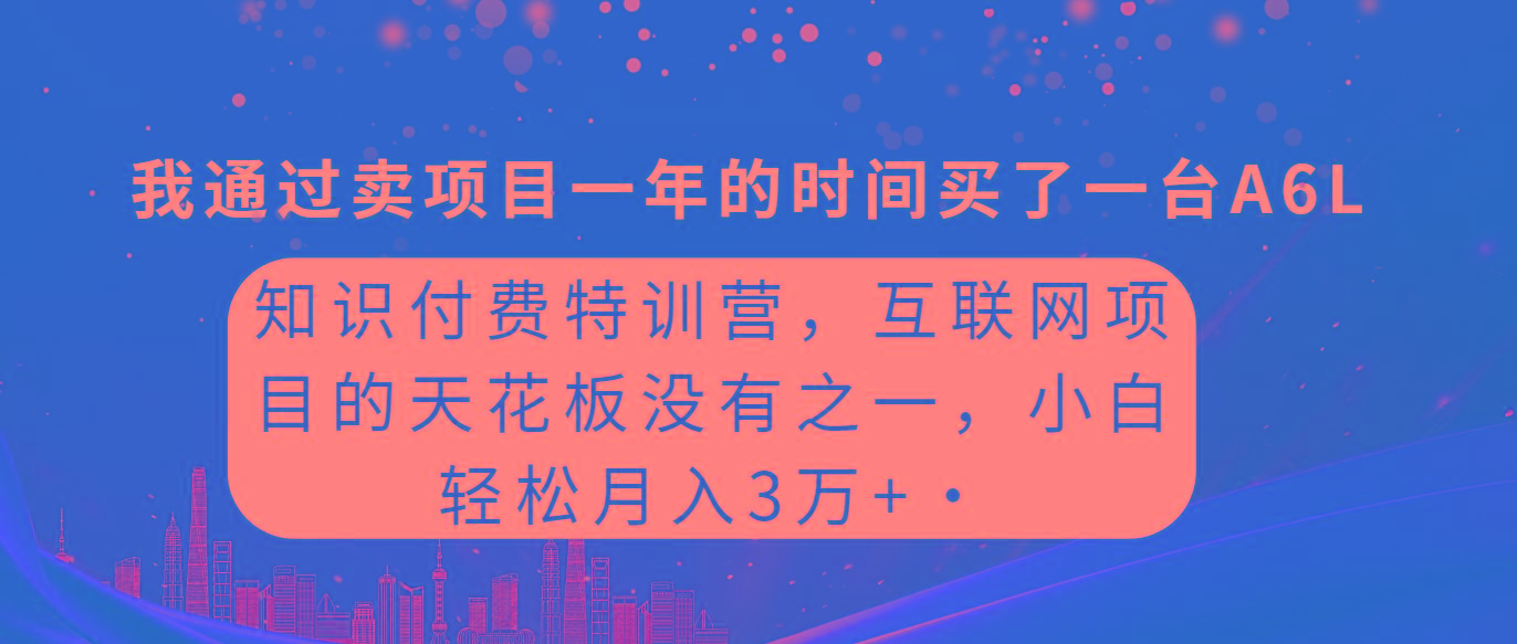 (9469期)知识付费特训营，互联网项目的天花板，没有之一，小白轻轻松松月入三万+-百货大全
