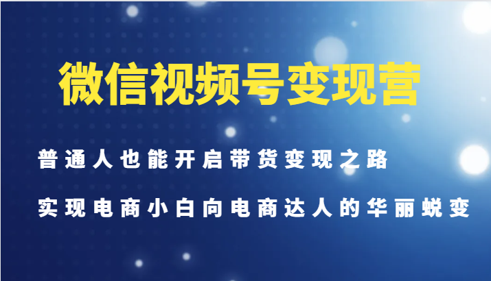 微信视频号变现营-普通人也能开启带货变现之路，实现电商小白向电商达人的华丽蜕变-百货大全