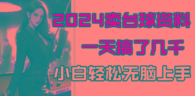 2024卖台球资料，一天搞了几千，小白轻松无脑上手-百货大全