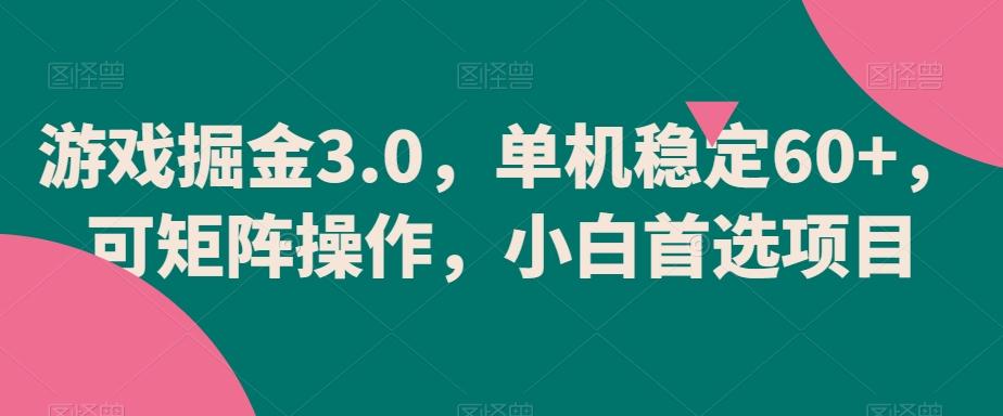游戏掘金3.0，单机稳定60+，可矩阵操作，小白首选项目【揭秘】-百货大全