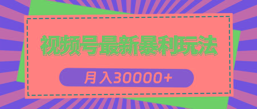 视频号最新暴利玩法，轻松月入30000+-百货大全