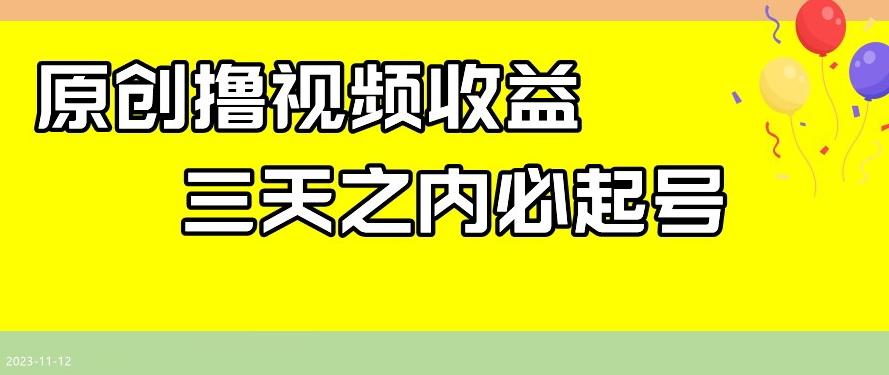 最新撸视频收益，三天之内必起号，一天保底100+【揭秘】-百货大全