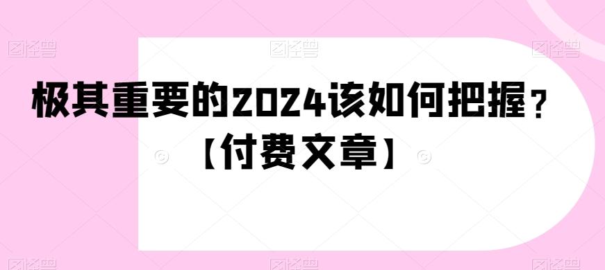 极其重要的2024该如何把握？【付费文章】-百货大全