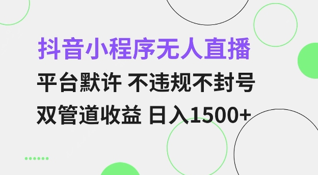 抖音小程序无人直播 平台默许 不违规不封号 双管道收益 日入多张 小白也能轻松操作【仅揭秘】-百货大全