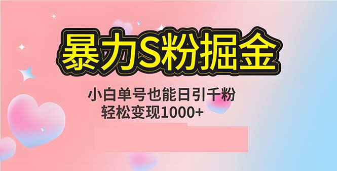 单人单机日引千粉，变现1000+，S粉流量掘金计划攻略-百货大全