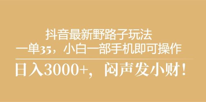 抖音最新野路子玩法，一单35，小白一部手机即可操作，，日入3000+，闷…-百货大全