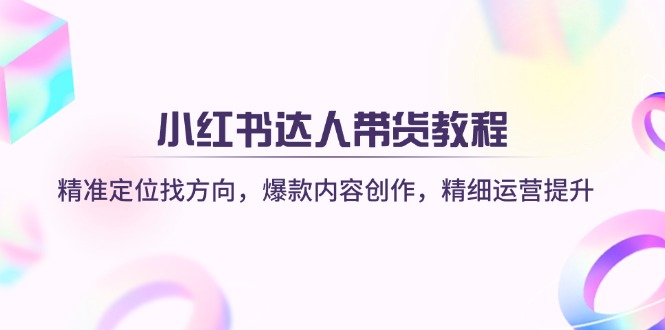 小红书达人带货教程：精准定位找方向，爆款内容创作，精细运营提升-百货大全