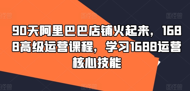 90天阿里巴巴店铺火起来，1688高级运营课程，学习1688运营核心技能-百货大全