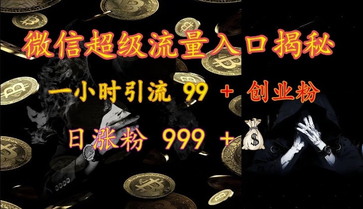 微信超级流量入口揭秘：一小时引流 99 + 创业粉，日涨粉 999 +-百货大全