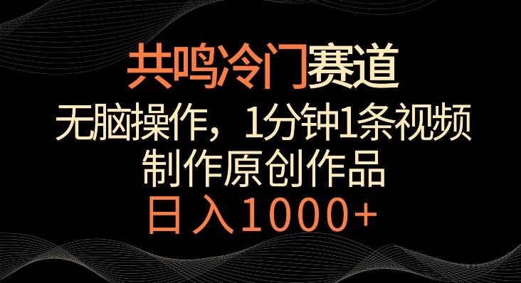共鸣冷门赛道，无脑操作，一分钟一条视频，日入1000+【揭秘】-百货大全
