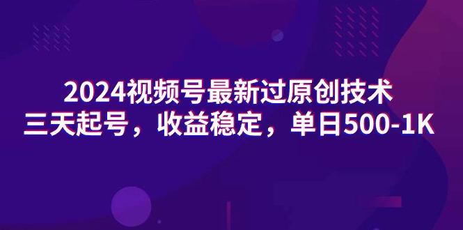 (9505期)2024视频号最新过原创技术，三天起号，收益稳定，单日500-1K-百货大全