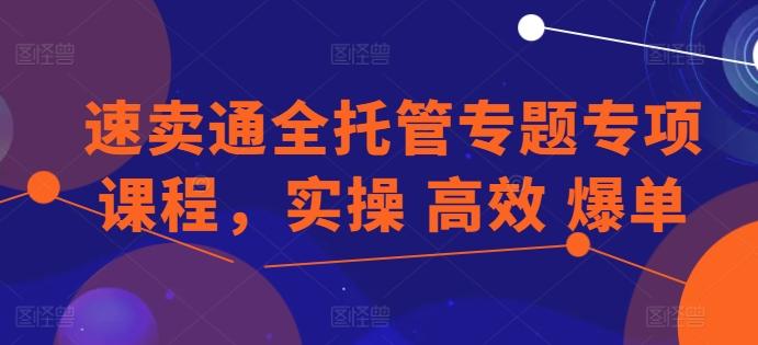 速卖通全托管专题专项课程，实操 高效 爆单-百货大全