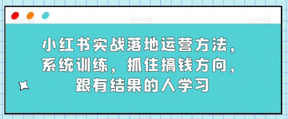 小红书实战落地运营方法，系统训练，抓住搞钱方向，跟有结果的人学习-百货大全