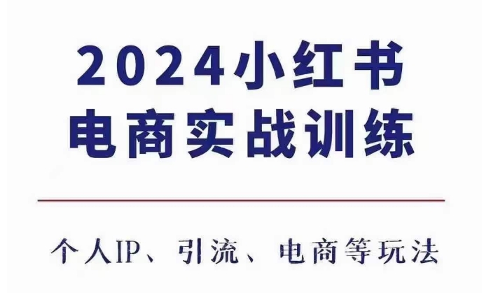 2024小红书电商3.0实战训练，包含个人IP、引流、电商等玩法-百货大全