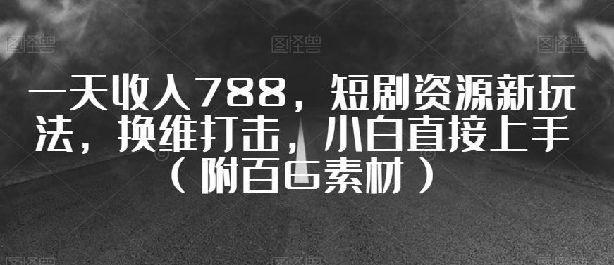 一天收入788，短剧资源新玩法，换维打击，小白直接上手（附百G素材）【揭秘】-百货大全