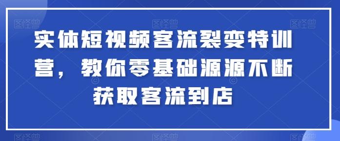 实体短视频客流裂变特训营，教你零基础源源不断获取客流到店-百货大全