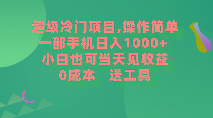 (9291期)超级冷门项目,操作简单，一部手机轻松日入1000+，小白也可当天看见收益-百货大全