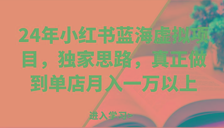 24年小红书蓝海虚拟项目，独家思路，真正做到单店月入一万以上。-百货大全