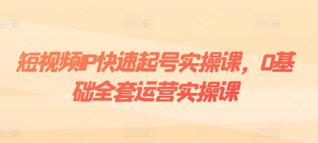 短视频IP快速起号实操课，0基础全套运营实操课，爆款内容设计+粉丝运营+内容变现-百货大全