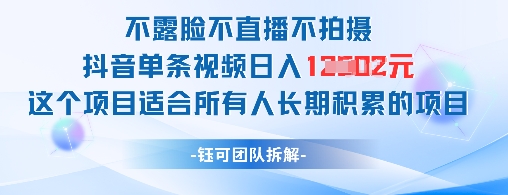 不露脸不直播不拍摄抖音单条视频日入1k+这个项目适合所有人长期积累的项目-百货大全