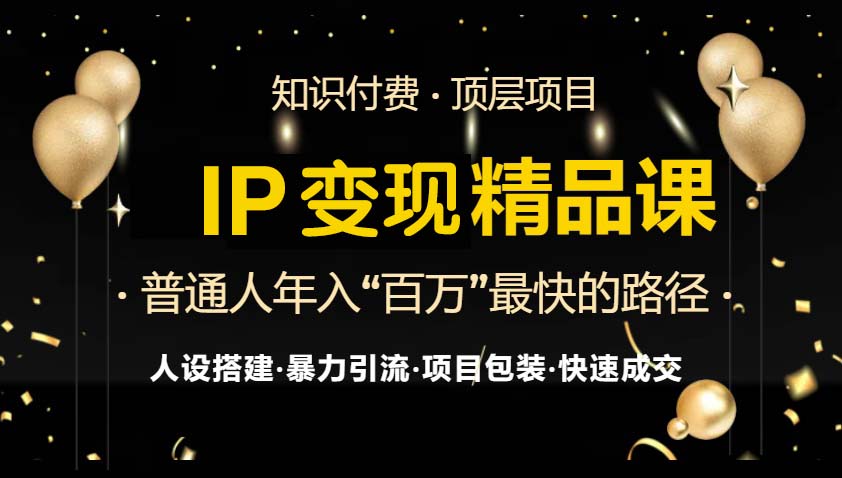 IP变现最新精品课程，知识付费全流程+最强引流术+小白避坑指南-百货大全