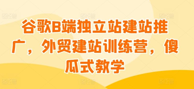 谷歌B端独立站建站推广，外贸建站训练营，傻瓜式教学-百货大全