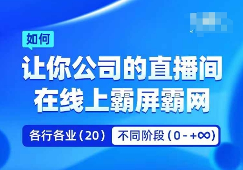 企业矩阵直播霸屏实操课，让你公司的直播间在线上霸屏霸网-百货大全