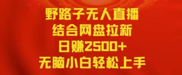 野路子无人直播结合网盘拉新，日赚2500+，小白无脑轻松上手【揭秘】-百货大全