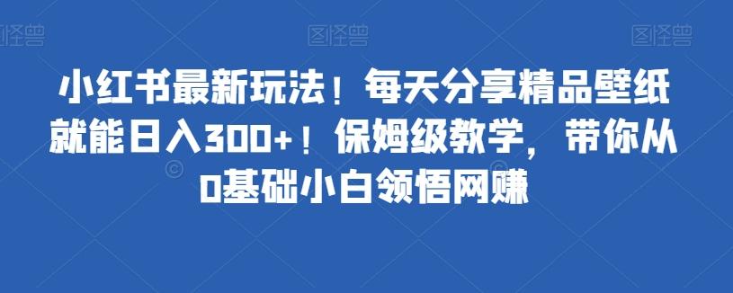 小红书最新玩法！每天分享精品壁纸就能日入300+！保姆级教学，带你从0基础小白领悟网赚-百货大全